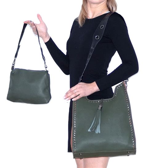 dunkelgruen damen er handtaschen set shopper handtasche elegant tasche