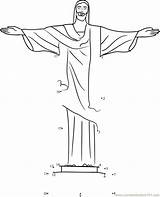 Christ Brazil Statue Connect Dot Dots Worksheet Kids Printable Color Countries Email Connectthedots101 sketch template