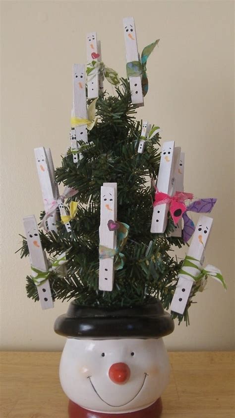 items similar to snowman clothespin ornament set of 5 regular and 1