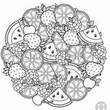 Fruit Coloring Pages Mandala Book sketch template