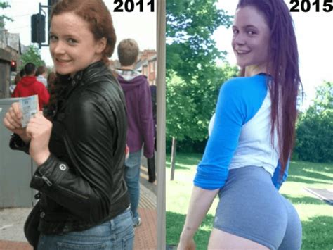 this skinny redhead went from zero ass to a thick plump tushy