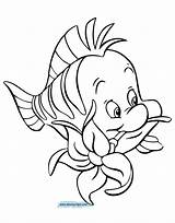 Flounder Ariel Disneyclips Getcolorings Fiore sketch template