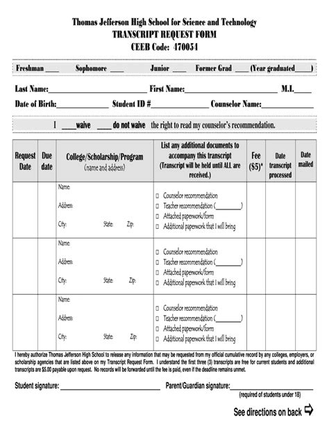 Copy Of A Transcript Form For School Fill Online