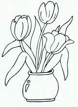 Kleurplaat Tulpen sketch template