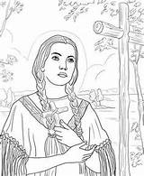 Catholic Printable Saints Kids Coloring Pages Crafts Heroes Books St Kateri Tekakwitha Religion Religious sketch template