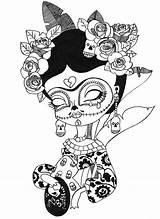 Frida Kahlo Catrina Inktober Coso Ilustradores Caveiras Kalo Cosodeilustradores Sugar sketch template