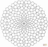 Mandala Geometric Rhombus Coloring Pages Hexagons Printable sketch template