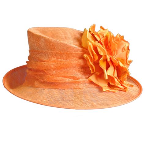 Orange Sinamay Swoop Brim Hat Races Hats Wedding Hat Womens