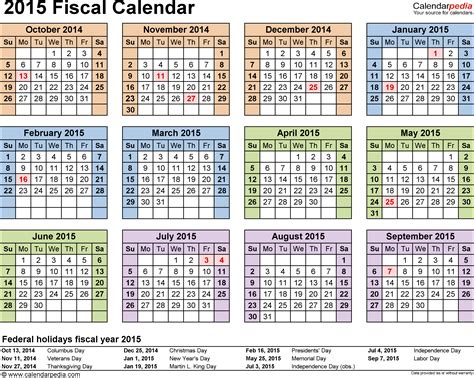 fiscal calendars 2015 as free printable excel templates