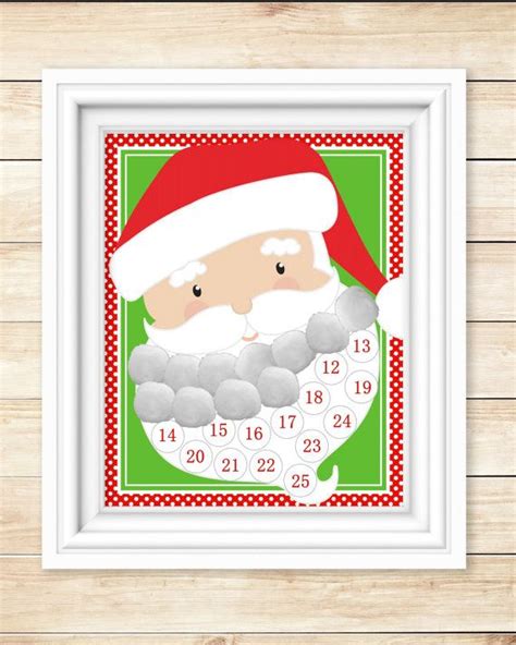 printable santa countdown santa beard  pinkowlpartydesign santa