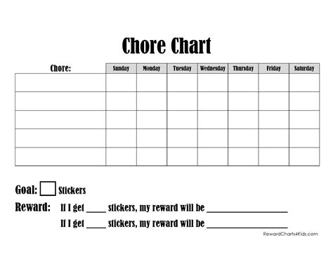 printable chore chart  kids customize  print  home
