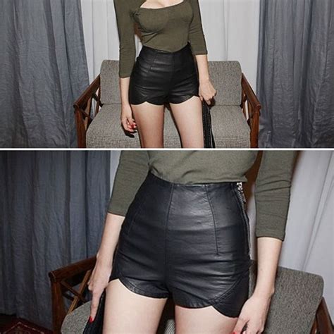 Korean Women Sexy Retro Pu Short Shorts Hot Pants High Waist Slim Fit