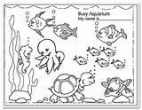 Aquarium Fish Coloring Pages Kids Kindergarten Busy Tank Drawing Printables Preschool Getdrawings Projects sketch template