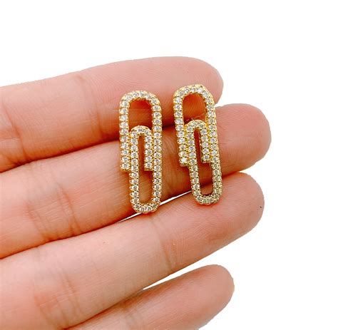 gold filled paper clip earrings dangle paperclip earring dainty