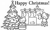 Hello Christmas Coloring Kitty Happy sketch template