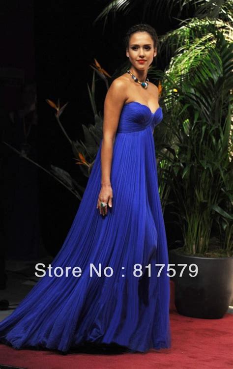 red carpet  royal blue   sweetheart neckline ruched sweep train tulle celebrity