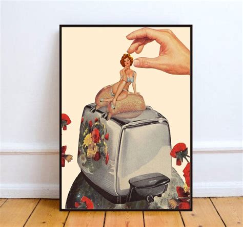 surreal collage art pin up collage kitchen art mixed media etsy