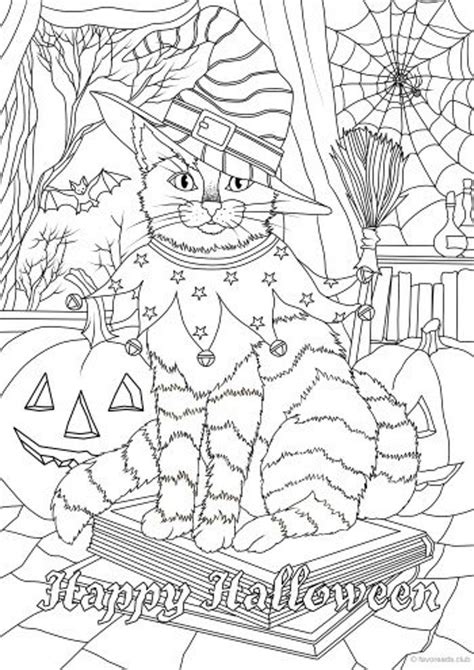 chat dhalloween page de coloriage pour adultes etsy canada