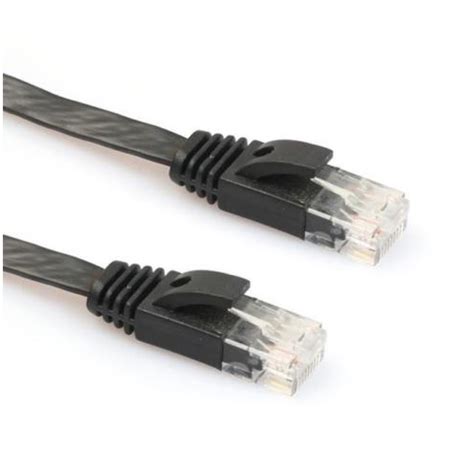 network cable rj lan patch lead flat cat ethernet modem router black  ebay