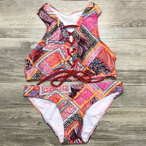 bfustyle 2019 african print bikini set bathing suit women cross bandage