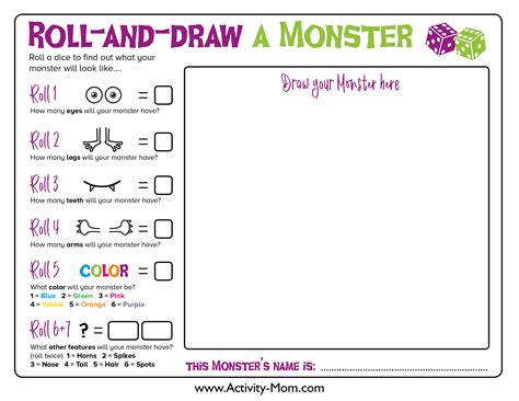 roll  monster  printable
