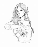 Korean Girl Drawing Getdrawings sketch template