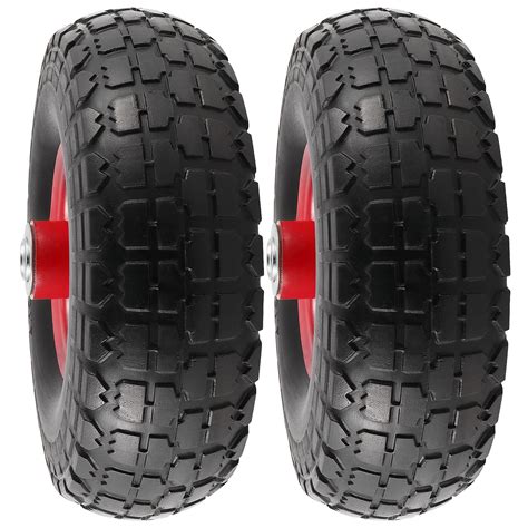 Buy 2 Pack 10 Inch Flat Free Tire Wheels Heavy Duty Solid Rubber Tyre