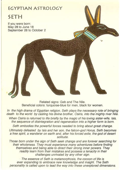 Vintage Egyptian Astrology Postcard Seth From Zodiac