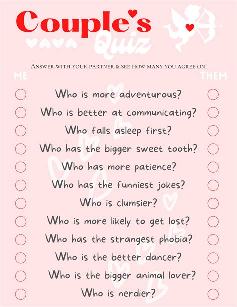 Couple S Quiz Fun Game For Partners Valentine S Etsy