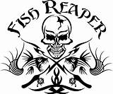 Decals Fishing Fish Reaper Skull Vinyl Sticker Rod Tribal Decal Truck Skeleton Car Boat Ebay Stickers Choose Board Angling Window sketch template