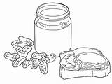 Coloring Pages Butter Peanut Jelly Sandwich Kids Jar Popular Food Colouring Coloringhome sketch template
