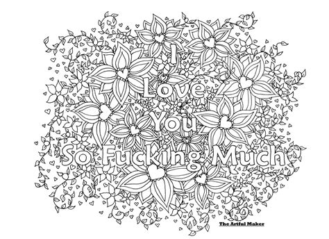 I Love You So Fucking Much Adult Coloring Page By The