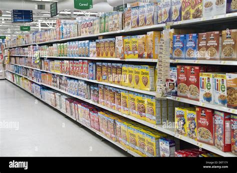 grocery store cereal shelves stock photo alamy