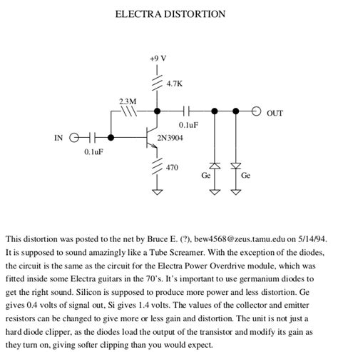 electra distortion transistor bias
