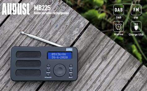 august mb portable radio  dab dabfm rds function  presets radio alarm clock digital