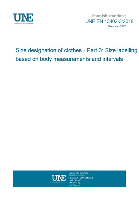 une en   size designation  clothes part  size labelling based  body