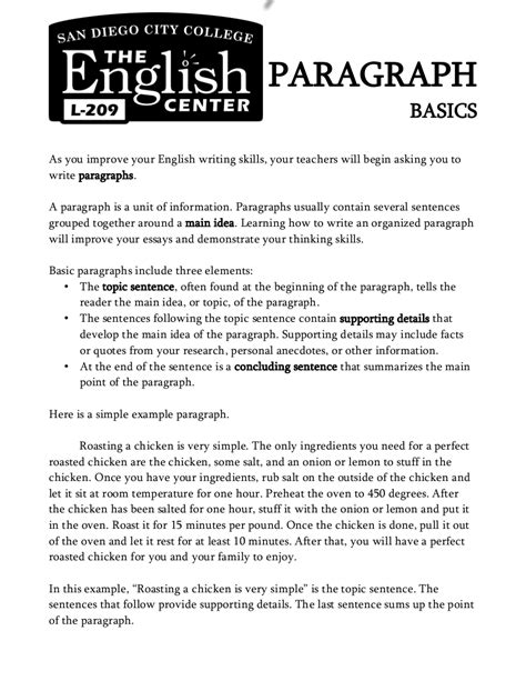 paragraph writing examples