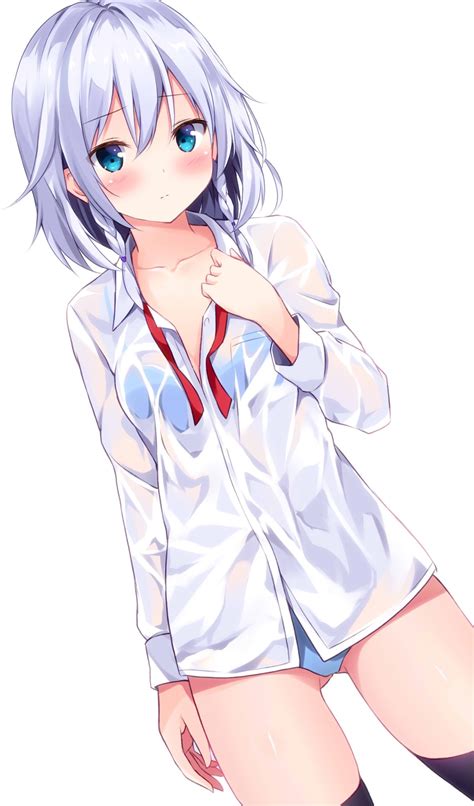 safebooru 1girl black legwear blue bra blue eyes blue panties blush