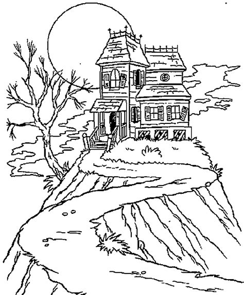 haunted house coloring pages  kids