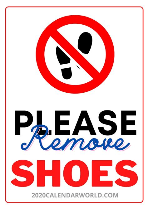 printable  remove shoe sign template  printable