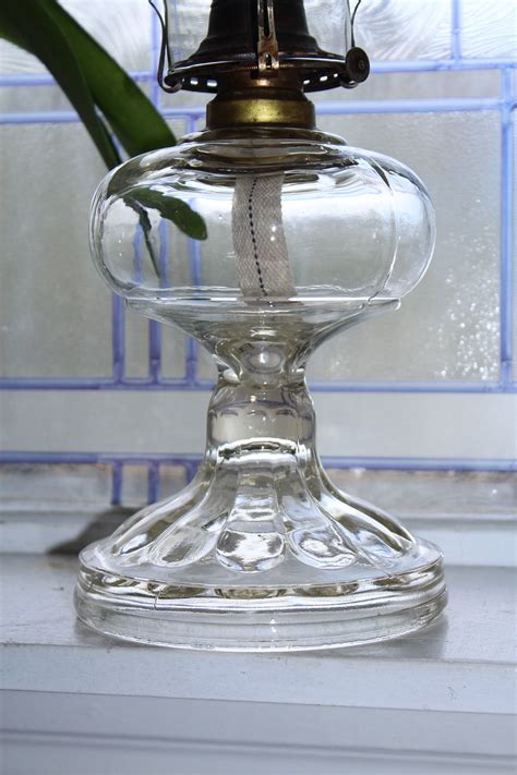 antique glass oil lamp  chimney
