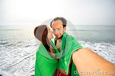 couple  towels   beach stock photo image