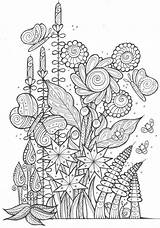Coloring Pages Spring Adult Butterflies Bees Flowers Printable Drawing Flower Favecrafts Patterns Print Mandala Book Butterfly sketch template
