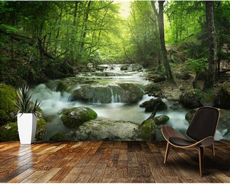 custom landscape papel de paredeforest waterfall  murals  living room kitchen bedroom