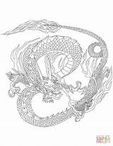 Coloring Dragon Chinese Pages Printable Drawing sketch template