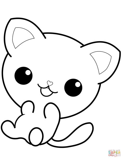 kawaii kitty coloring page  printable coloring pages