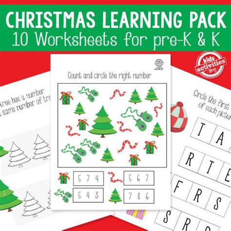 christmas preschool kindergarten worksheets   print kids