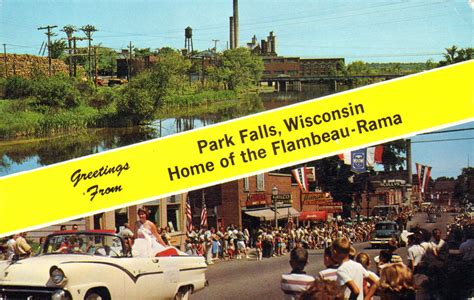 vintage chrome postcards park falls wisconsin