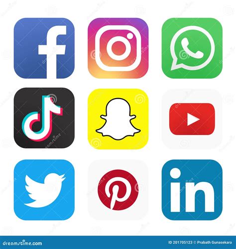collection  social media icons  logos editorial stock photo