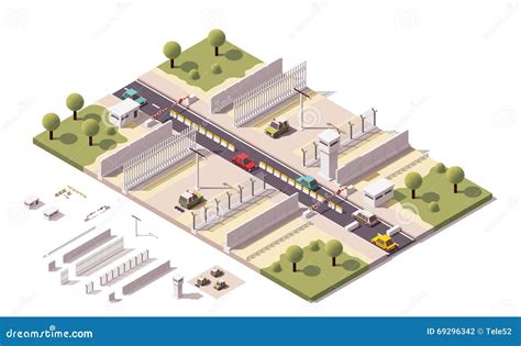 vector isometric border checkpoint stock vector illustration